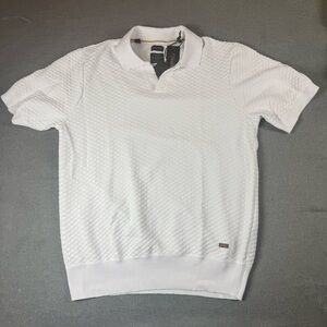 Buffalo White Textured Men's Polo Shirt Size Large